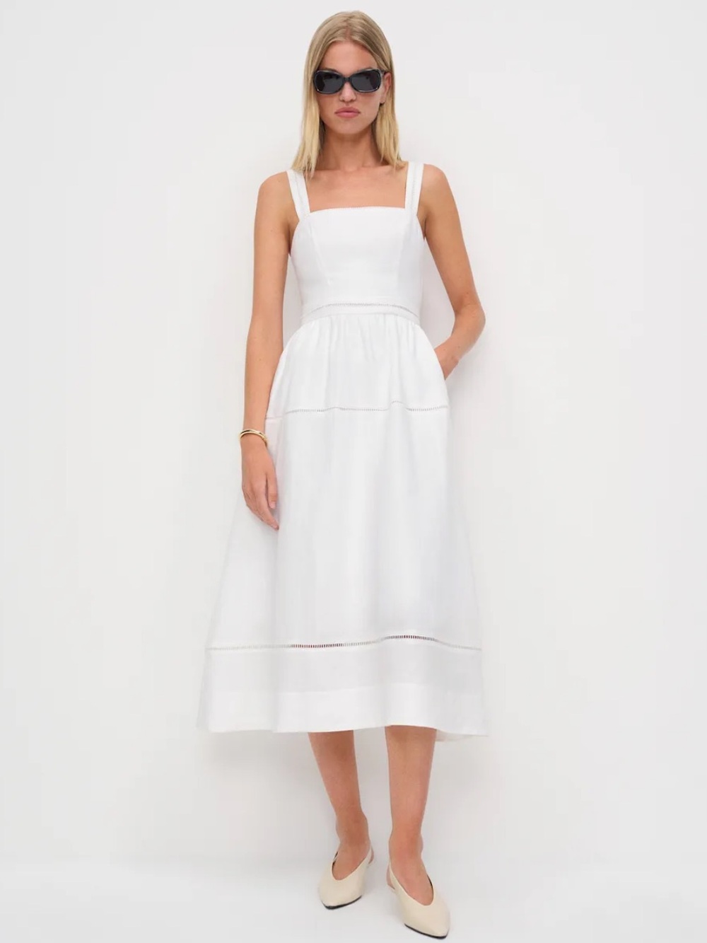 LIKE NEW REFORMATION Petites Everett Linen Dress, White, size 4P - Picture 2 of 8